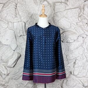 NWOT J. Crew Tunic Shirt Geometric Navy Print | XL